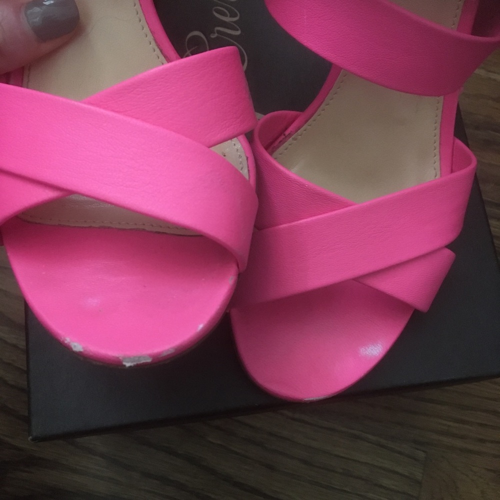 J Crew size 7 hot pink heeled sandals - Picture 5 of 6